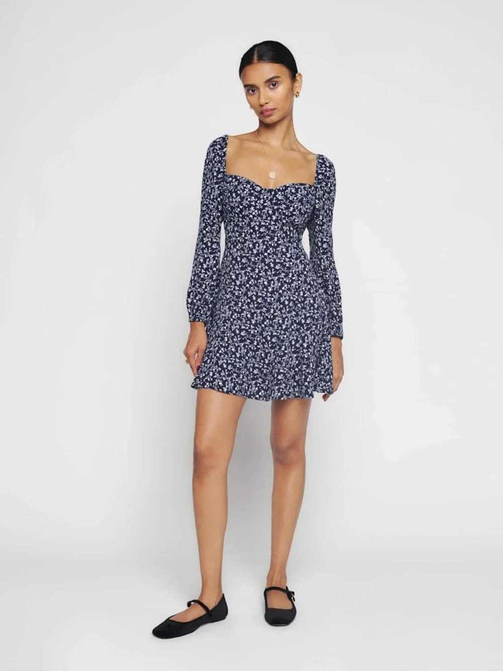 Reformation Mochi Floral-print Mini Dress In‎ Twilight Size 8